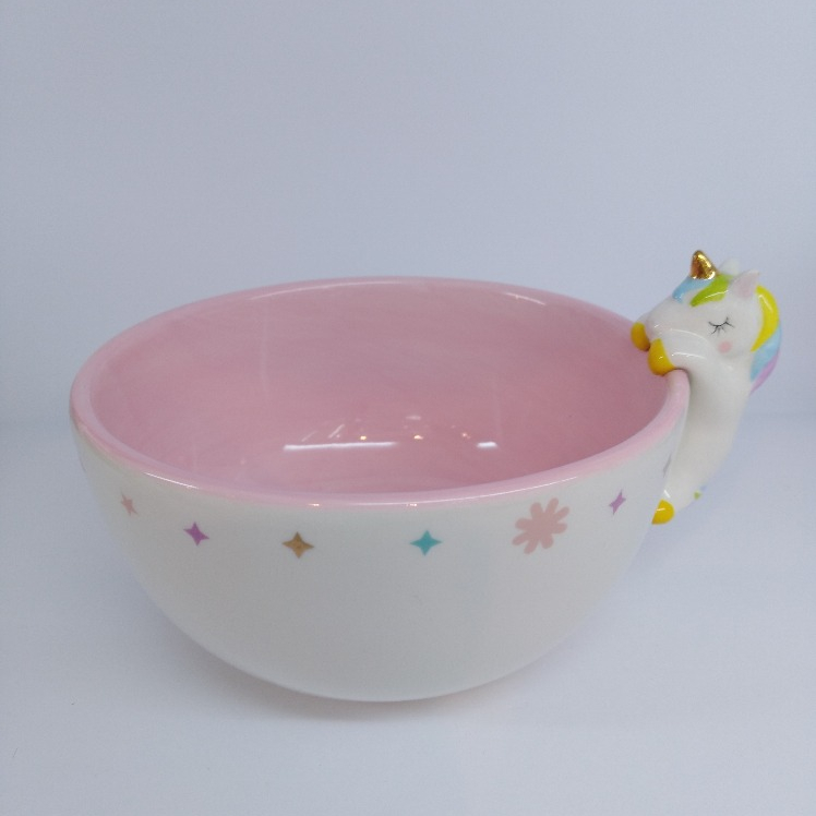 unicorn bowl custom ceramic decal rice bowl Low MOQ salad bowl