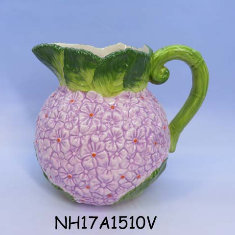 Pink color ceramic hydrangea milk jug porcelain hydrangea jug