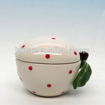 Custom apple shape ceramic jewelry ring box with lid candy box