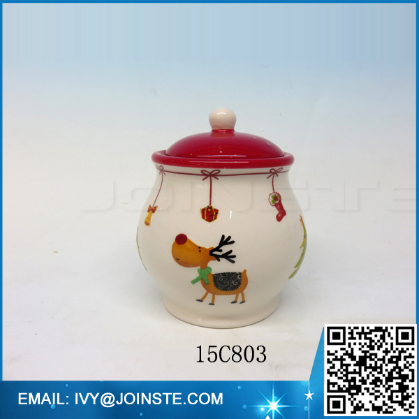 stoneware sugar bowl and lid Christmas sugar bowl ceramic