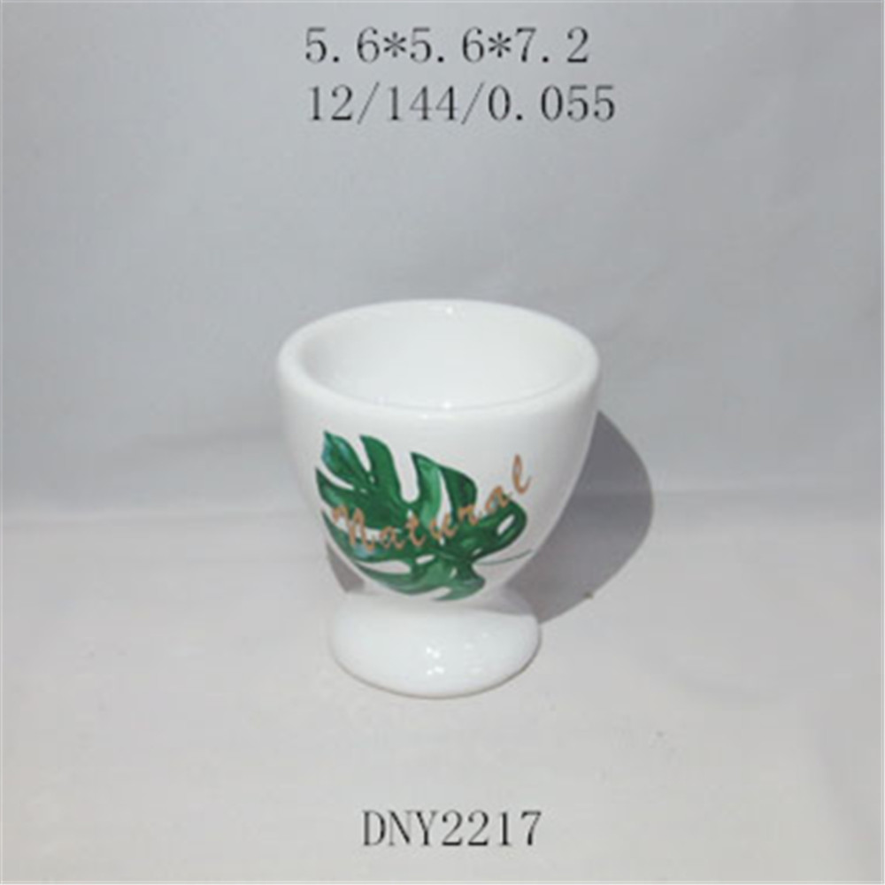 white ceramic decal egg cups egg holders wholesale