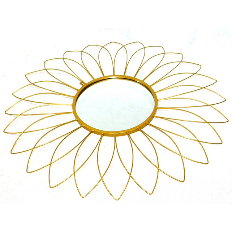 Golden  bedroom  metal wall hanging vintage mirror decoration Wall Art Decorative Mirror