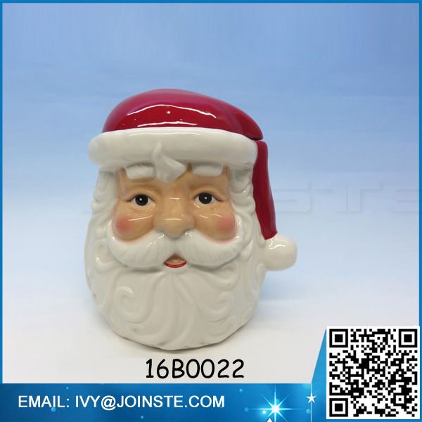 High quality Christmas Santa ceramic cookie jar ,biscuit jars manufacture