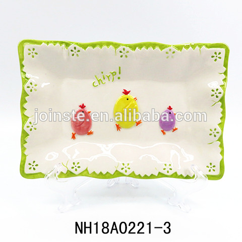 Easter chicks ceramic plate snack dishes