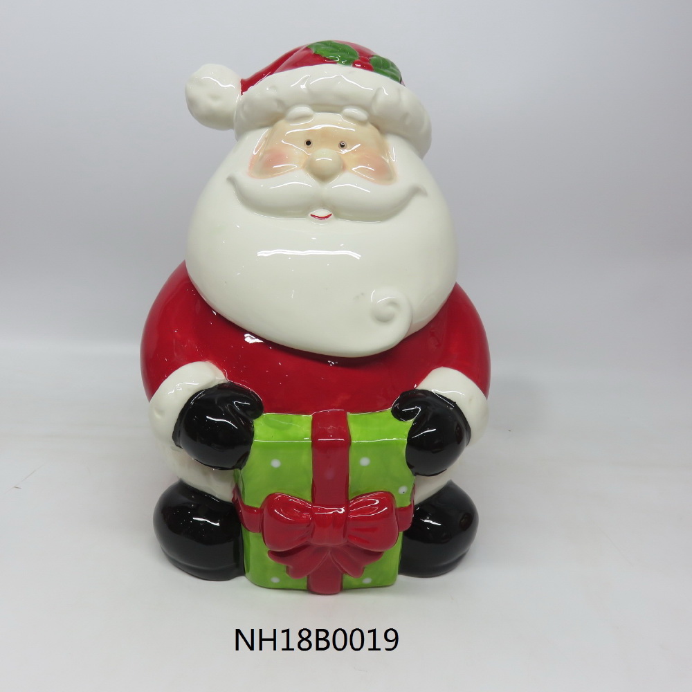 Santa-shaped cookie jar,ceramic cookie jars with lids,christmas cartoon cookie jar