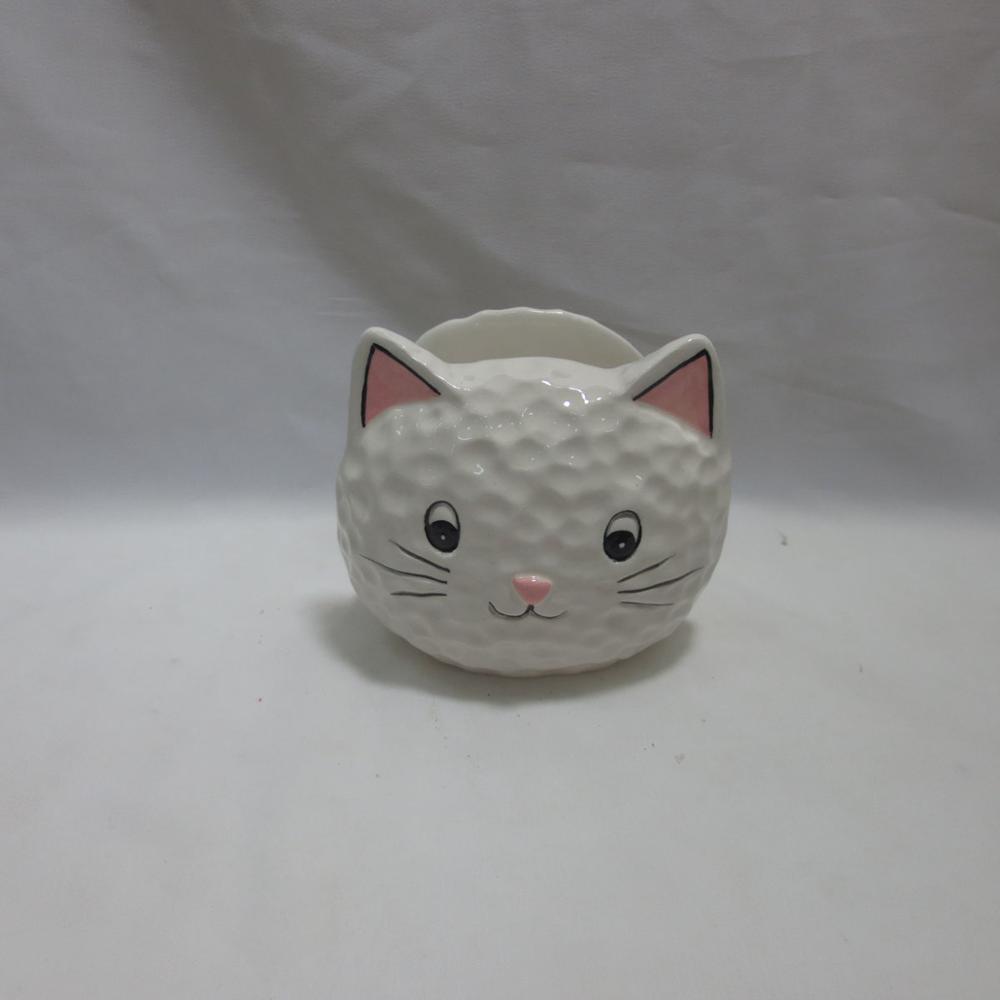 White cat shape ceramic napkin holder for home decoration