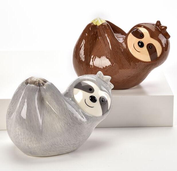 Ceramic cute cartoon sloth design money bank