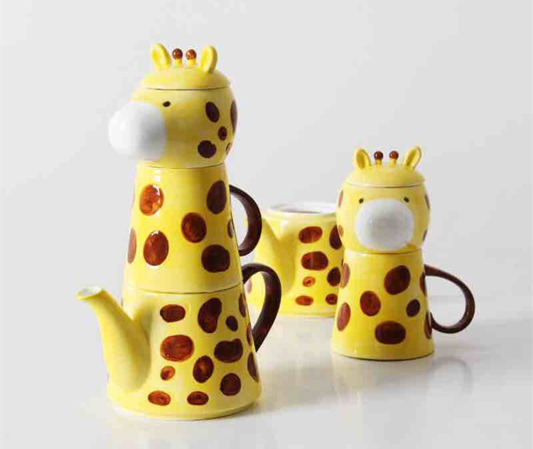 Giraffe shaped teapot and coffee cup ceramic gift cup teapot mugs