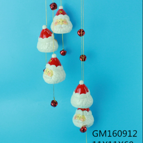 Ceramic Wind chimes,ceramic christmas santa heads wind bell, Custom accept