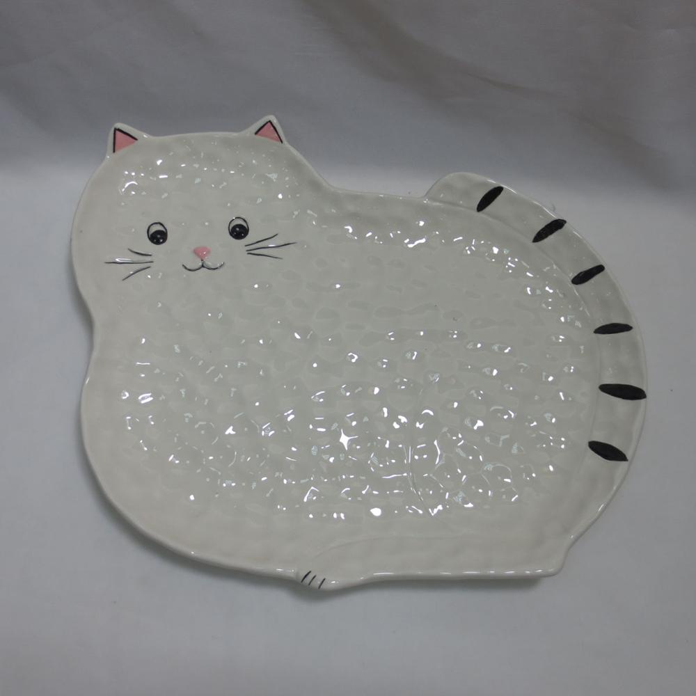 Cute Pink Cat Shape Ceramic Appetizer Plates Seasoning Dishes Dessert Plates for Cake Salad Soy Sushi