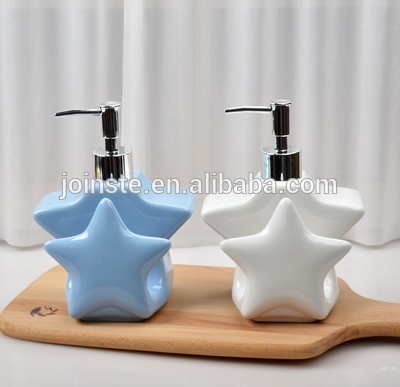 Customized star shape lotion pump bottle ceramic with soap holder liquid container wedding gift