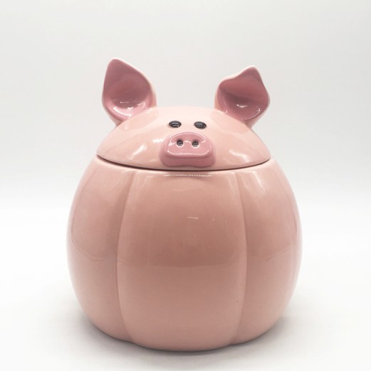Customized hot sale pink pig ceramic cookie jar candy jar with lid