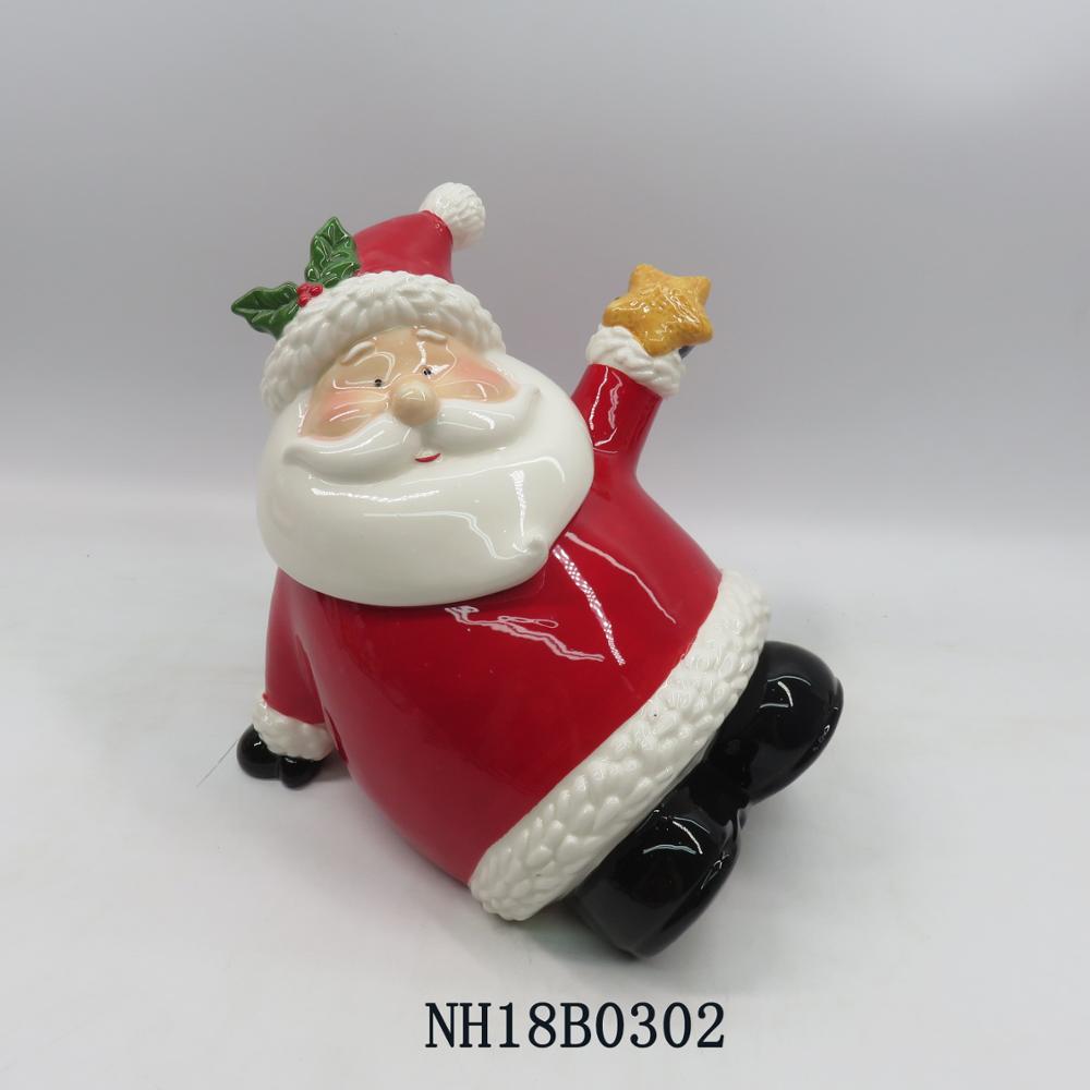 Ceramic santa claus cookie jar for 2019 Christmas decoration