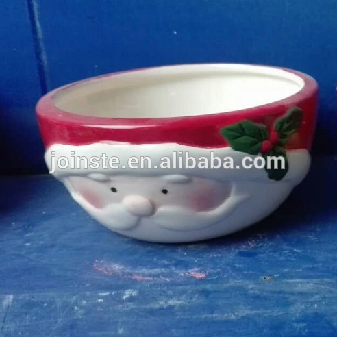 Christmas ceramic bowl with Santa painting