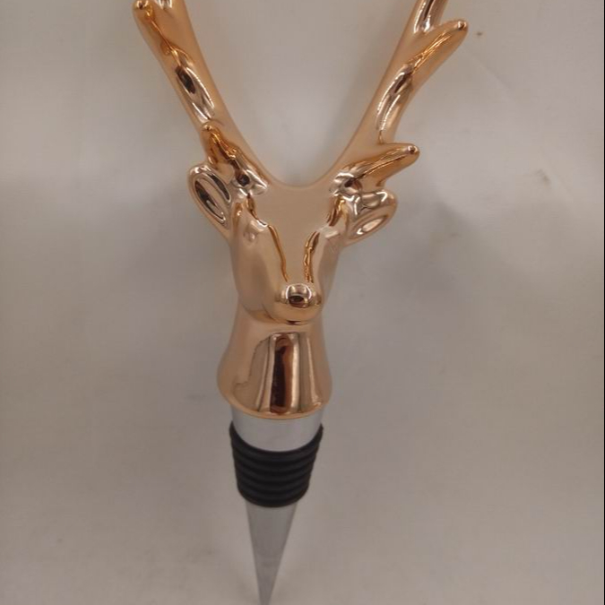 Christmas Reindeer Shape Wine bottle stopper, Ceramic, Custom shape wine vacuum stopper