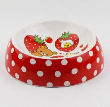 Custom red color hand painting ceramic pet bowl pet food bowl