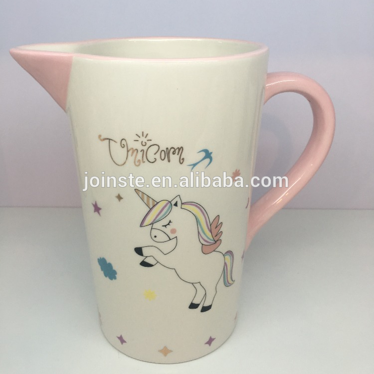 Custom large unicorn painting tea pot milk jar home tableware