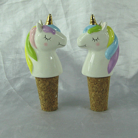unicorn wine stopper , ceramic unicorn bottle stopper with cork