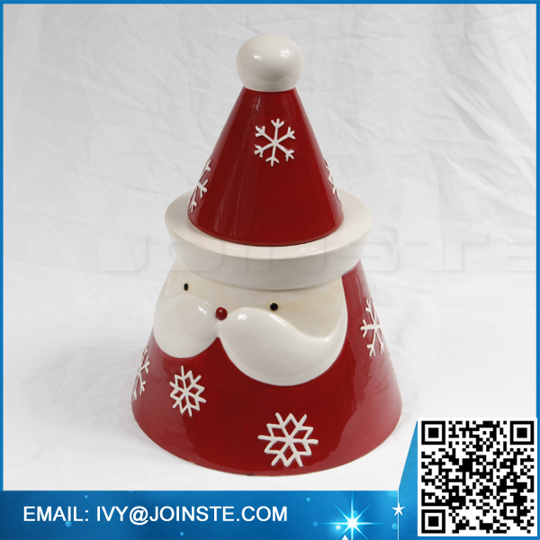Merry Xmas ceramic decoration cookie jars ,Christmas decoration cookie jar with lid