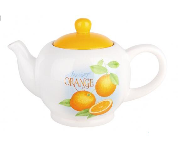 KETTLE 1000ML ORANGE DECALED ,CERAMIC KETTLE TEAPOT