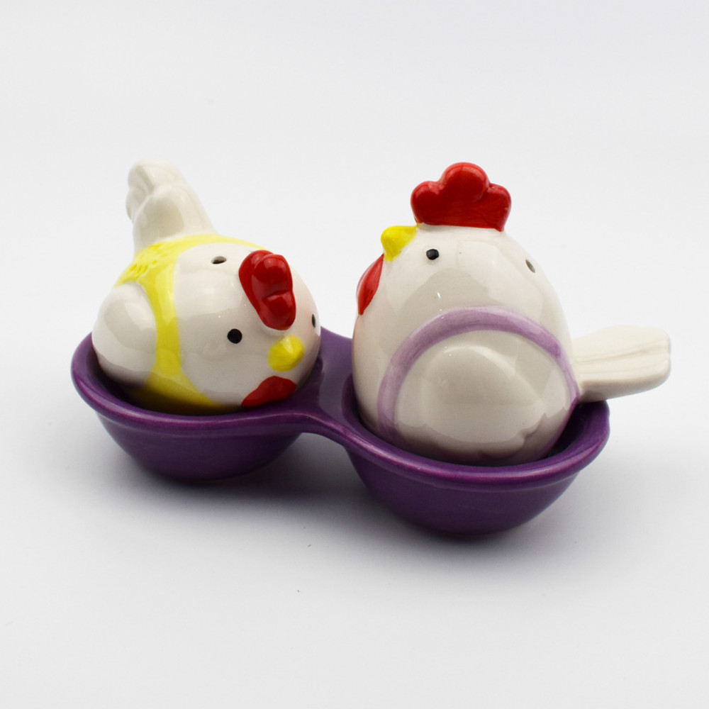 newfangled ceramic hen shaped  salt pepper container salt pepper shaker with holder