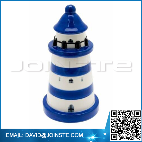 Blue Lighthouse Ceramic Money Box Piggy Bank