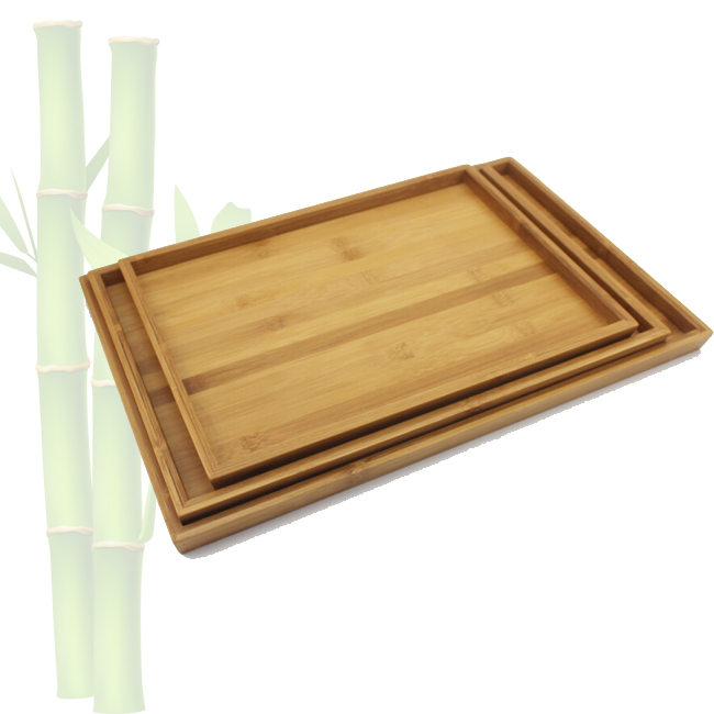 Bamboo Breakfast Tray Food Buller Serving Tray With Handles For Home Party Camping (Lg 17.3" x 12")