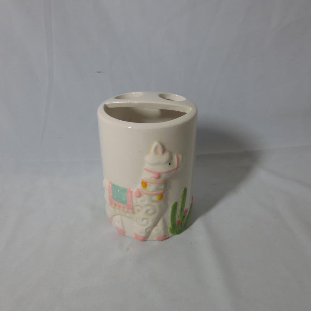 white cute alpaca design ceramic toothbrush holder , toothpaste frame, Bathroom set series