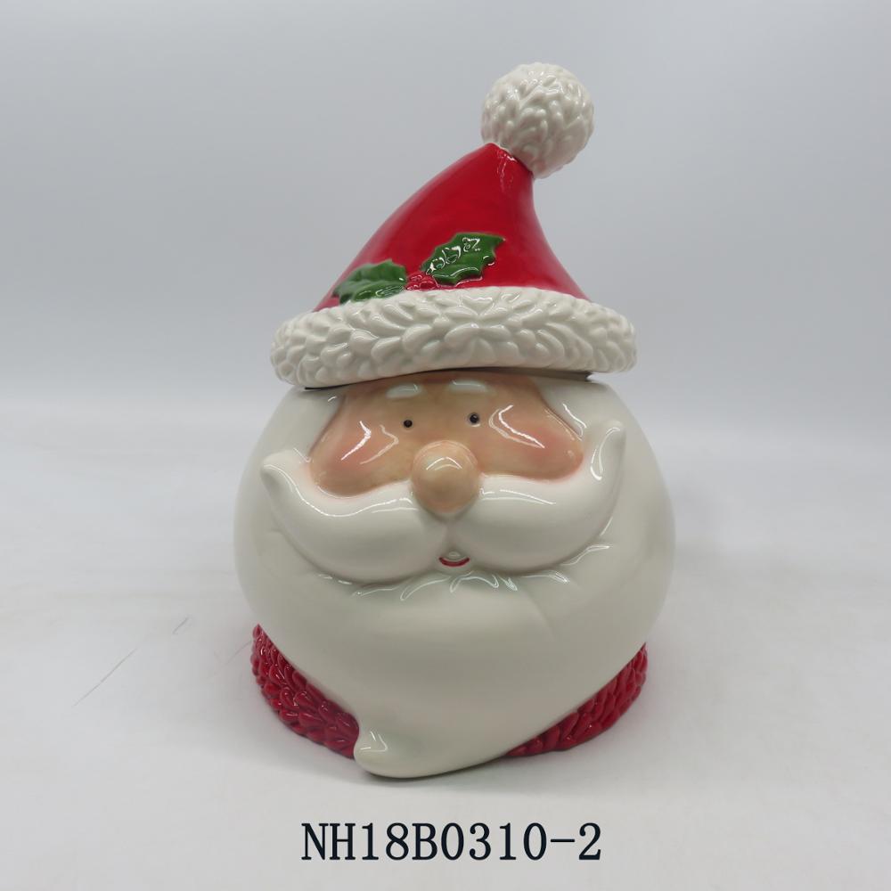 Factory Hot Sales Christmas Decorative Gift Ceramic Cookie Jar Candy Jar With Lid