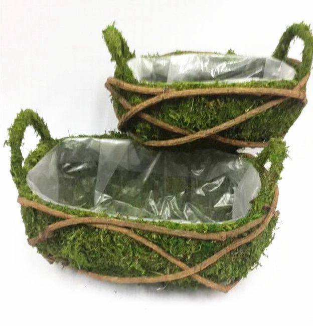 Moss rattan flower basket ,vertical garden moss basket