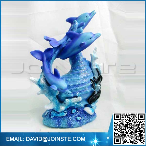 Dolphin ornament statue, resin dolphin family playing figurine