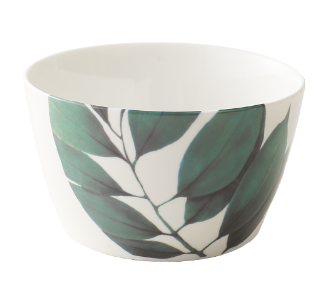 Custom green plant painting ceramic soup bowl 4.5 inch 5 inch