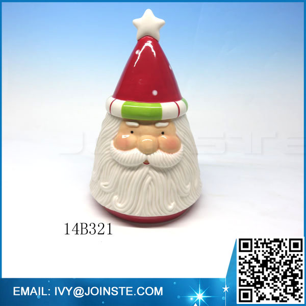 ceramic candy jar , Christmas mini santa shaped jar cookie jar