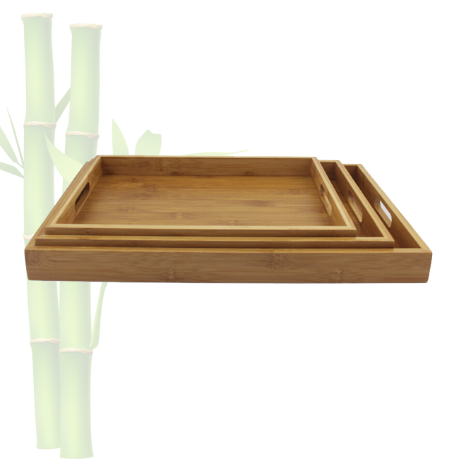 Bamboo Serving Tray 11.6in x7.5in – Gongfu Style Tea Tabletop – Wooden Breakfast Serving Plate – 29.5 x 19.5cm