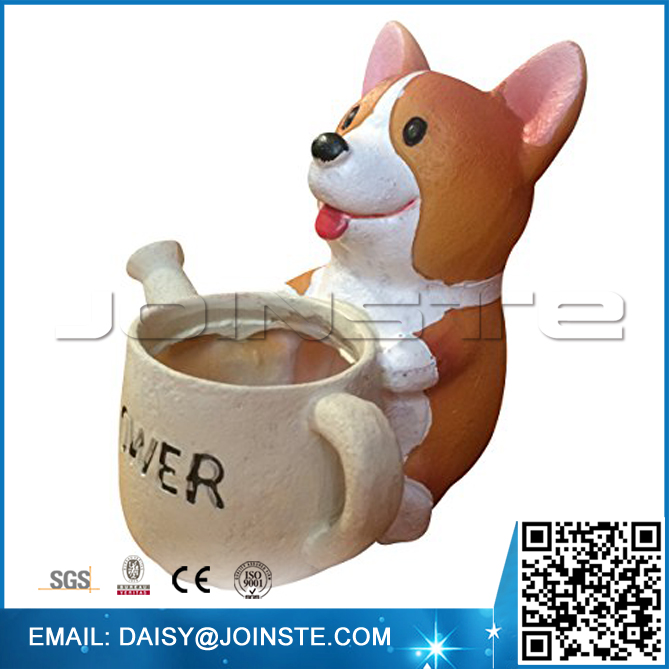 decorative animal planters,Resin Flower Pot cute Dog Corgi planter pot