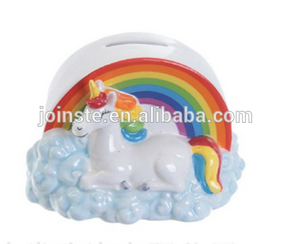 Cute Rainbow Unicorn ceramic money saving boxes