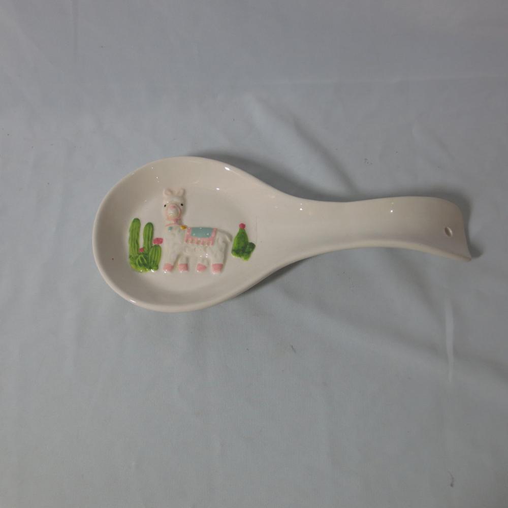 Ceramic Spoon rest, Spatula Holder, Llama Design