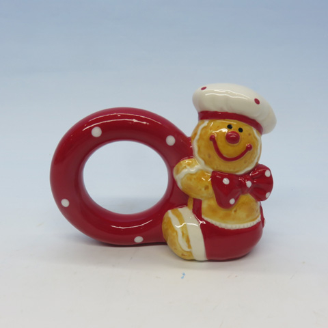 Christmas Holiday gingerbread man Ceramic Napkin Ring, Custom accept