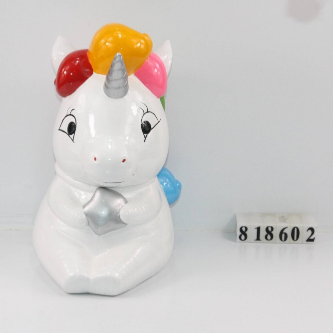 8 oz ceramic unicorn cookie candy jar , hand painted mini jars with lid