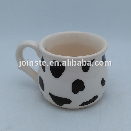 White ceramic coffee mug black painting