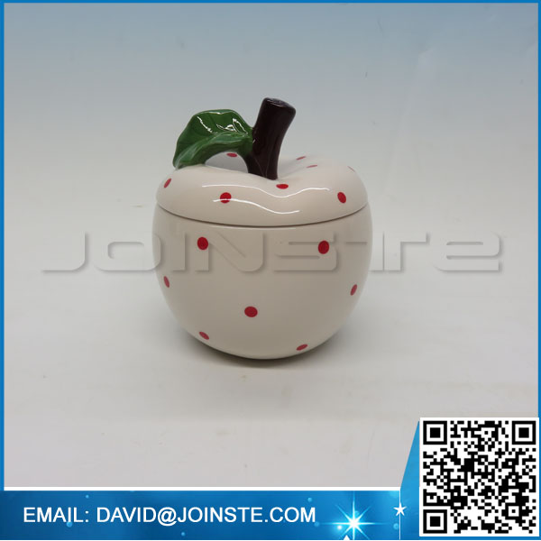 Apple shape design white color sugar bowl for sale