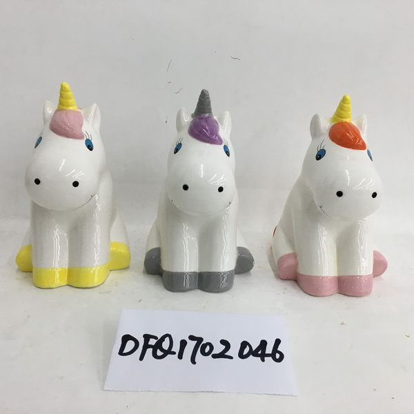 Unicorn shape coin bank, Licorne ceramic money box