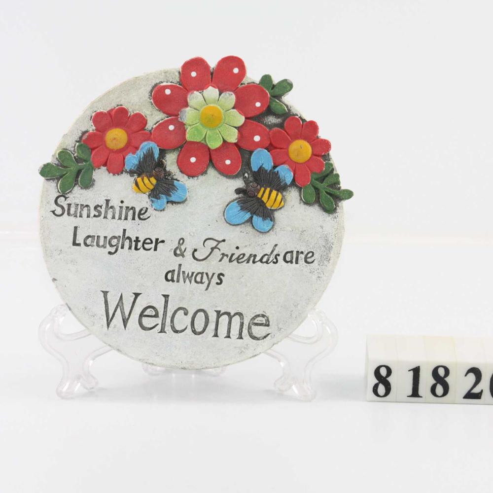 Inspirational Stepping Stone Plaque"Sunshine Laughter Friends are always Welcome"