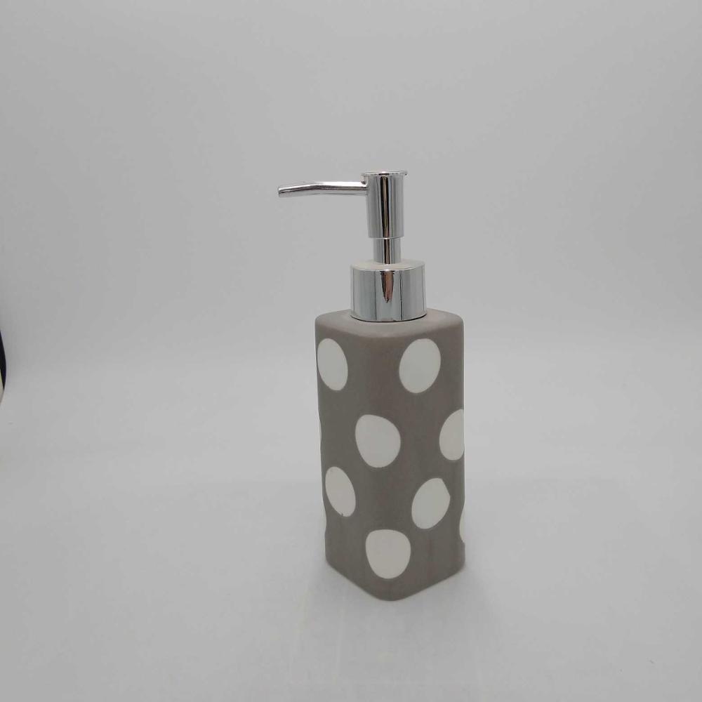 Soap Blue and White Ceramic Liquid Lotion Dispenser Holder with Easy Aluminum Pump Hand Painted Floral