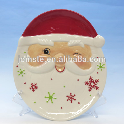 Custom Christmas Santa shape ceramic candy plate pasta plate steak plate