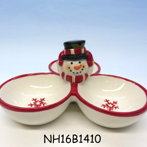 Christmas Collection, Motion 3-Part Divided Dish, Snowman