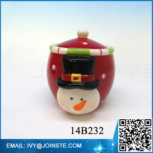 Ceramic food sotrage jar custom Christmas mini jam jars with lid