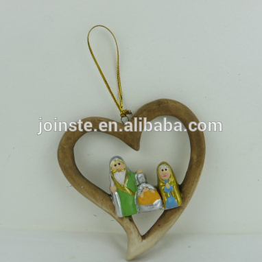 Custom resin figurine in heart shape nativity set outdoor hanging nativity set
