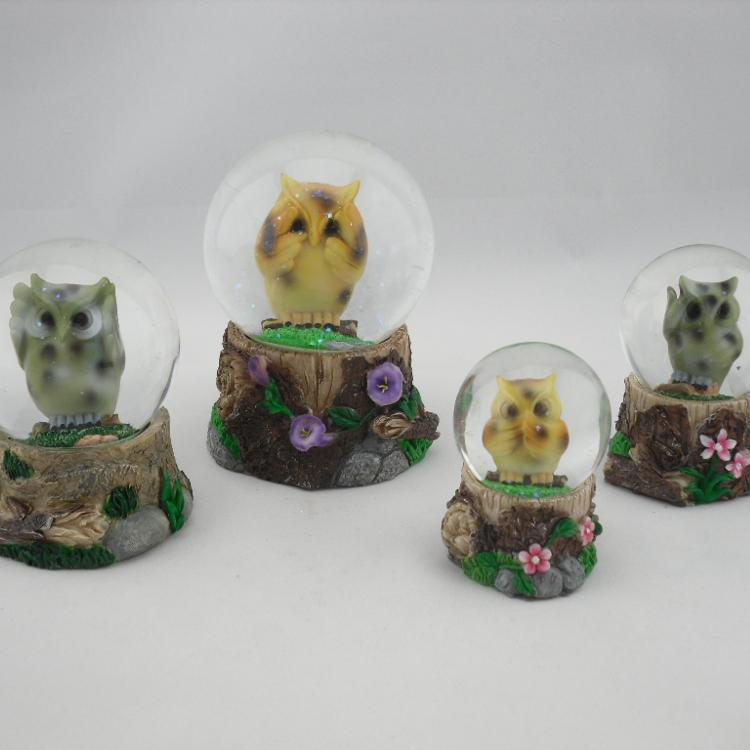 resin owl ornaments snow globe night owl snow water globe