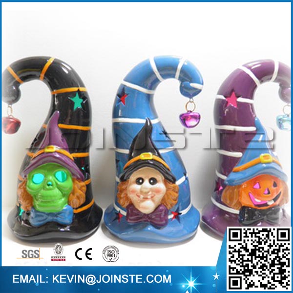 Ceramic party decoration halloween hat with witch on it